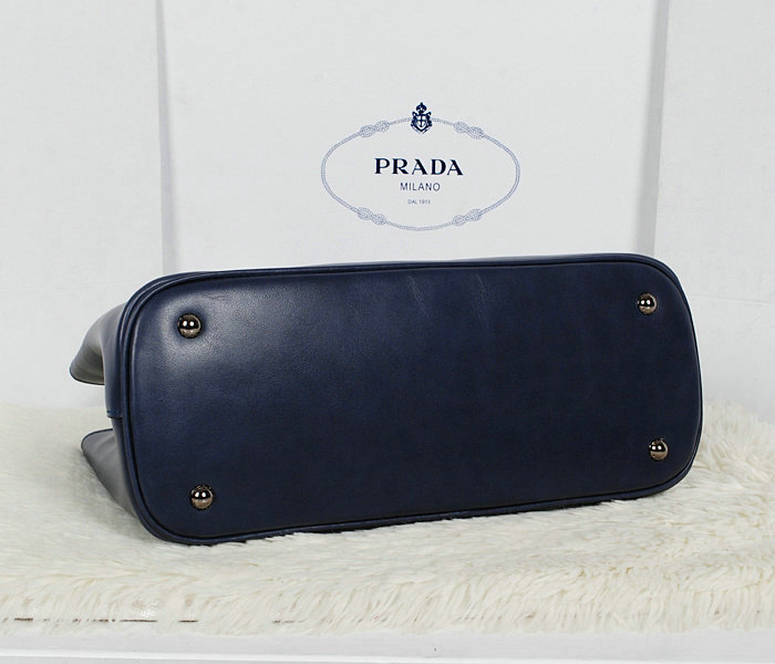 2014 Prada calf leather tote bag BN2603 darkblue